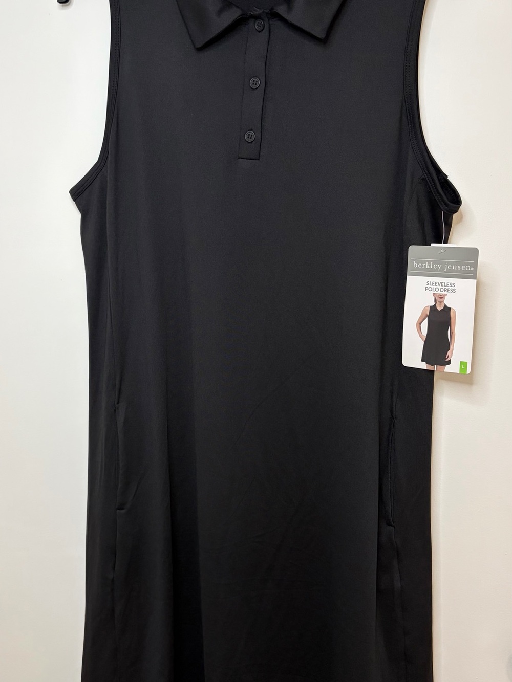 berkley jensen Black Sleeveless Polo Sleeveless Dress Stretch Sz L